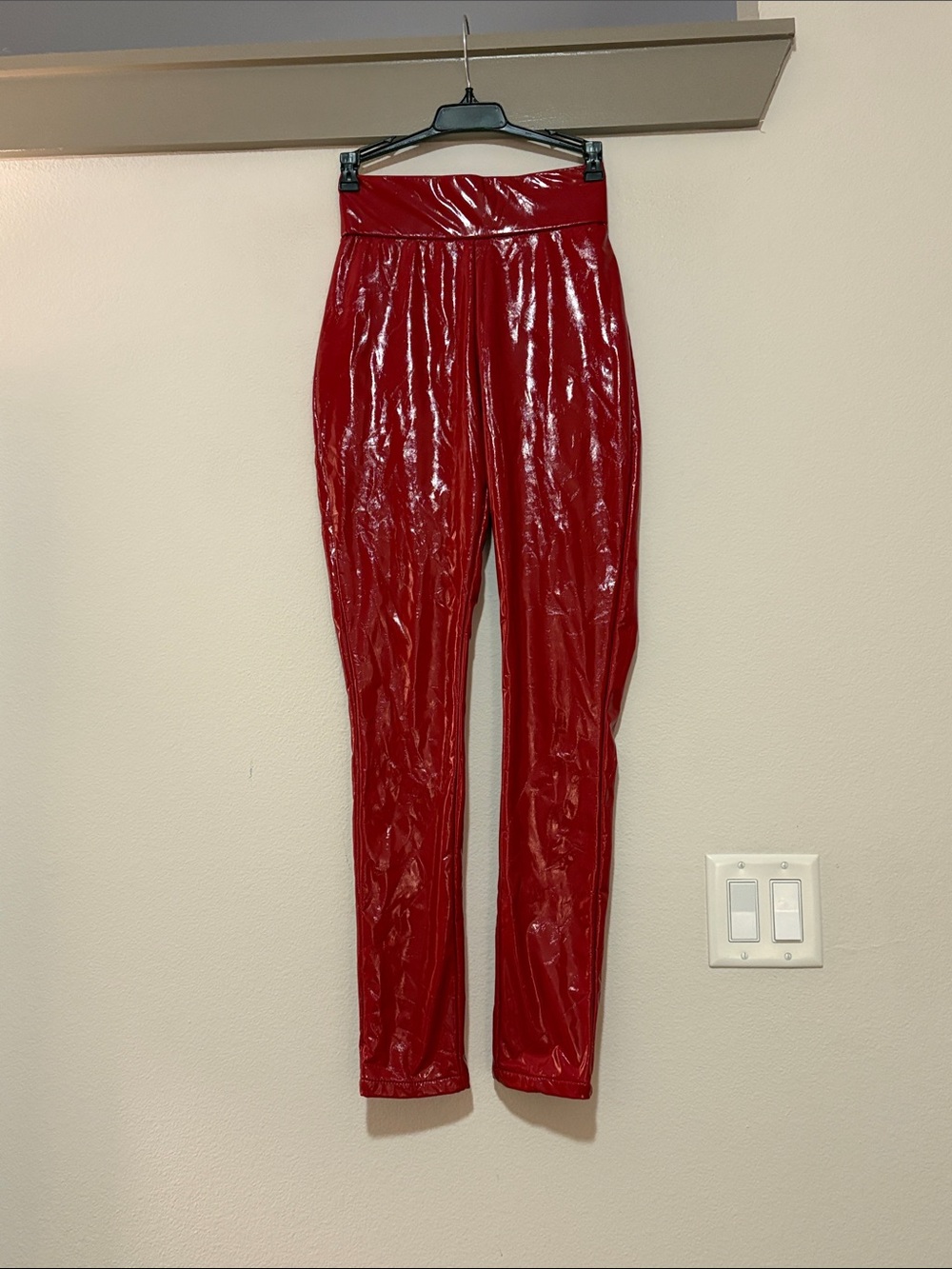BABYBOO Arianna Faux Patent Leather Pants in Red SZ XS NWT